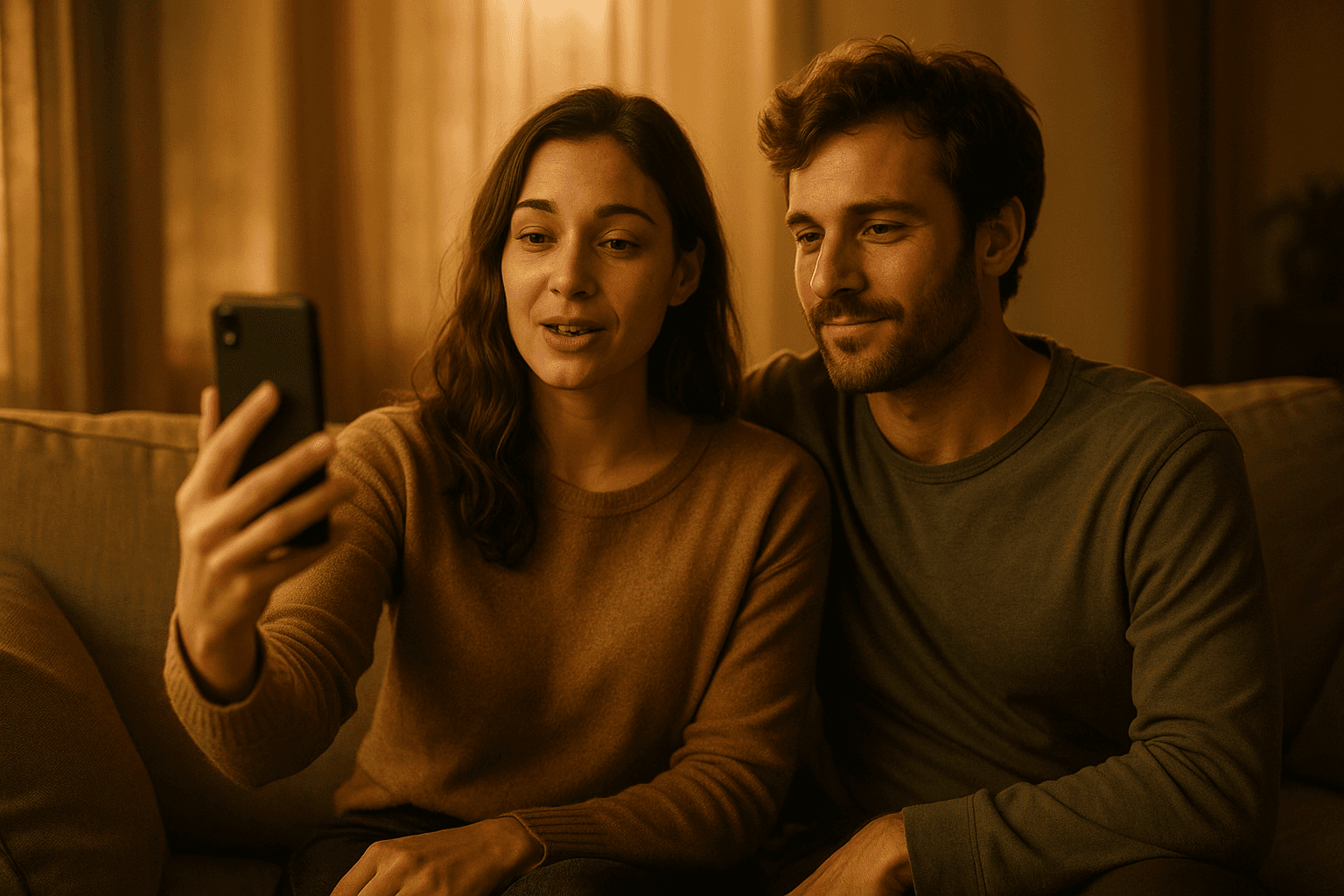 Someone recording a personal video message at home